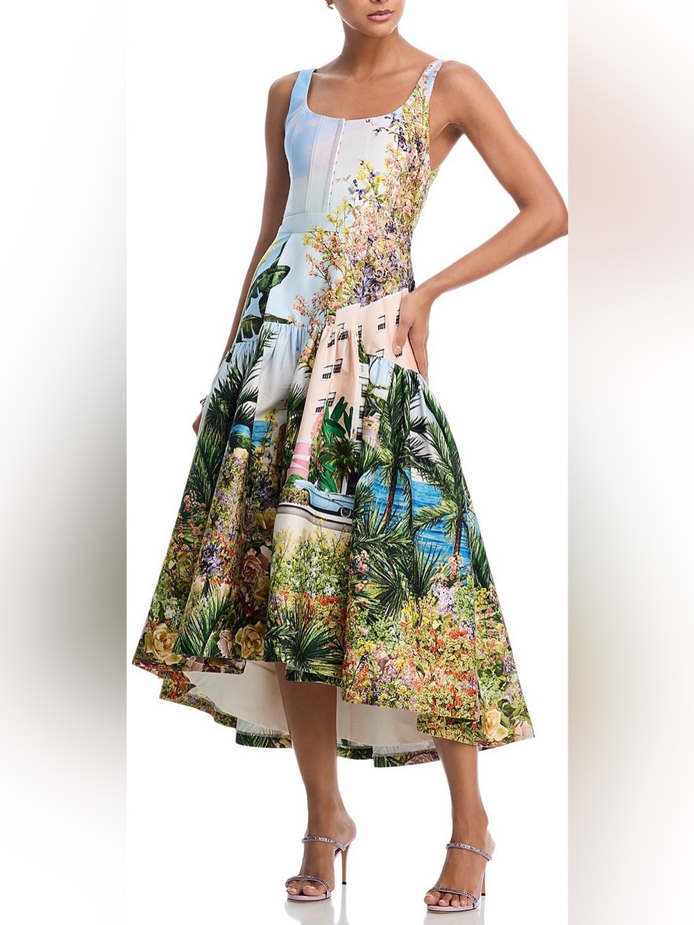 Alice + Olivia Diana Sleeveless Floral Midi Dress - Multicolor